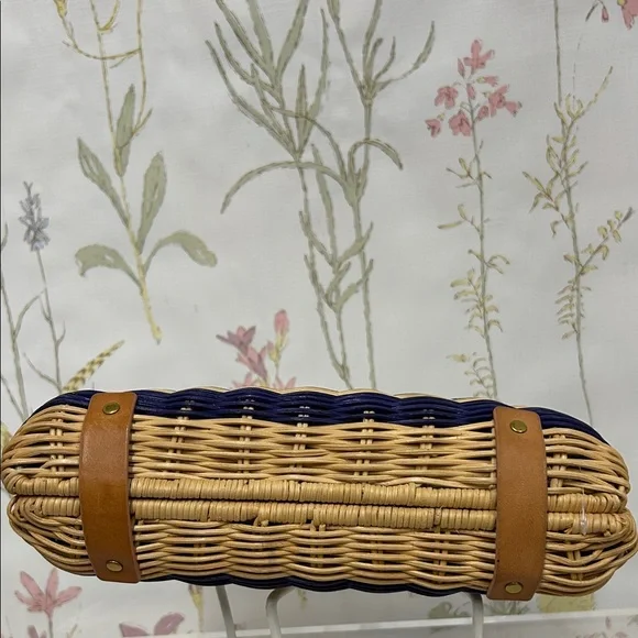 J. Crew Woven Half-Moon Straw Clutch in Tan, Coral, Teal, Navy - Picture 6 of 15